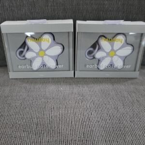 Heyday Floral Earbud Case Cover with White and Yellow Daisy - 2 Pack